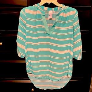 Team and white stripe shirt